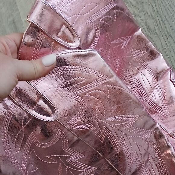 Ford Shiny Pink Heeled Boots - Picture 3 of 5